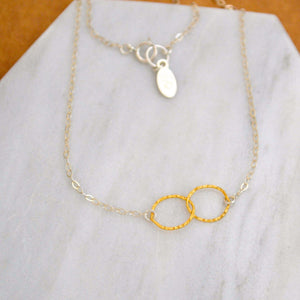 Infinity Necklace - handmade hammered interlocking double circle infinity necklace - Foamy Wader