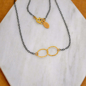 Infinity Necklace - handmade hammered interlocking double circle infinity necklace - Foamy Wader