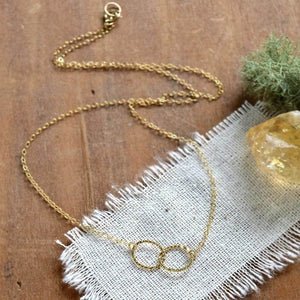 Infinity Necklace - handmade hammered interlocking double circle infinity necklace - Foamy Wader