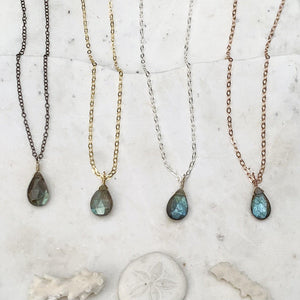 Lightning Necklace - magical flashing labradorite solitaire necklace - Foamy Wader