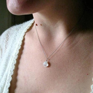 Moon Shadow Necklace - ethereal rainbow moonstone solitaire necklace - Foamy Wader