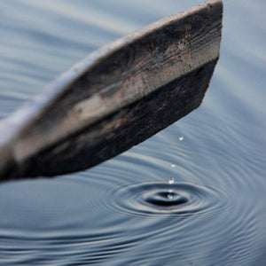 Oar Necklace - handmade double strand necklace with hammered circle and paddle charms - Foamy Wader