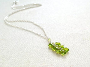 Orchard Necklace - apple green peridot gemstone tendril dangle necklace - Foamy Wader