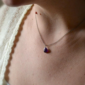 Passiflora Necklace - purple amethyst gemstone solitaire necklace - Foamy Wader