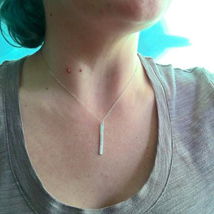 Pillar Necklace - handmade sleek dappled vertical bar pendant necklace - Foamy Wader