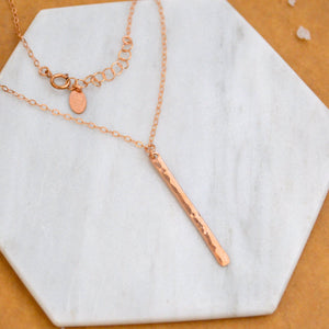 Pillar Necklace - handmade sleek dappled vertical bar pendant necklace - Foamy Wader