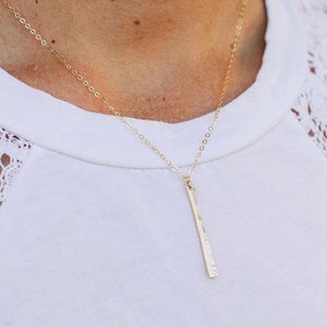 Pillar Necklace - handmade sleek dappled vertical bar pendant necklace - Foamy Wader