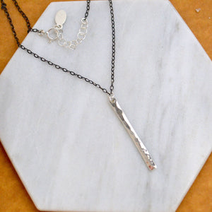 Pillar Necklace - handmade sleek dappled vertical bar pendant necklace - Foamy Wader