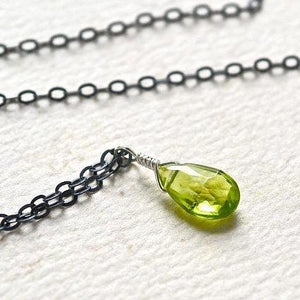 Pomme Necklace - apple green peridot gemstone solitaire necklace - Foamy Wader