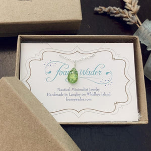Pomme Necklace - apple green peridot gemstone solitaire necklace - Foamy Wader