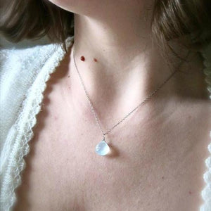 Sayuri Necklace - aqua blue chalcedony gemstone solitaire necklace - Foamy Wader