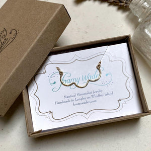 Scallop Necklace - handmade nautical scallop shell curve necklace - Foamy Wader