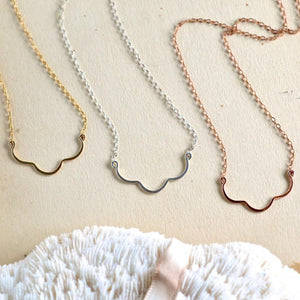 Scallop Necklace - handmade nautical scallop shell curve necklace - Foamy Wader