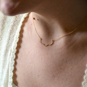 Scallop Necklace - handmade nautical scallop shell curve necklace - Foamy Wader