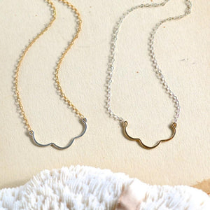 Scallop Necklace - handmade nautical scallop shell curve necklace - Foamy Wader