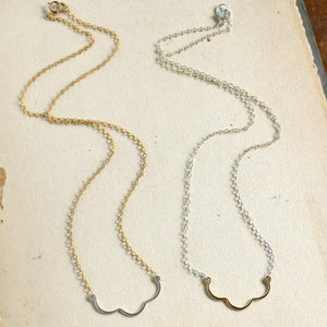 Scallop Necklace - handmade nautical scallop shell curve necklace - Foamy Wader