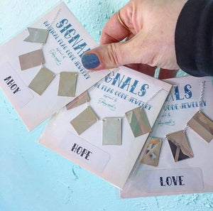 Signals Nautical Flag Necklace - nautical flag custom secret code necklace, 3 flags - Foamy Wader