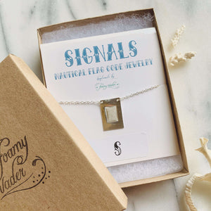 Signals Nautical Flag Necklace - nautical flag custom secret code necklace, 3 flags - Foamy Wader