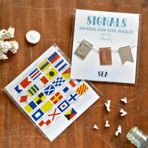 Signals Nautical Flag Necklace - nautical flag custom secret code necklace, 3 flags - Foamy Wader