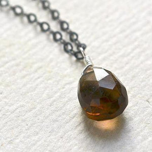 Silt Necklace - brown smoky quartz gemstone solitaire necklace - Foamy Wader