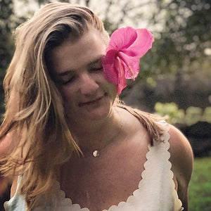 Speckle Necklace - handmade dappled disc shimmering medallion necklace - Foamy Wader