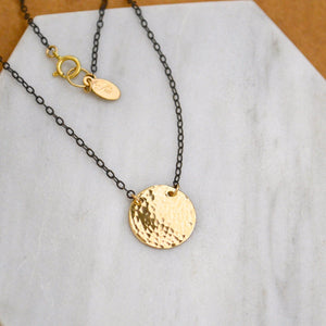 Speckle Necklace - handmade dappled disc shimmering medallion necklace - Foamy Wader