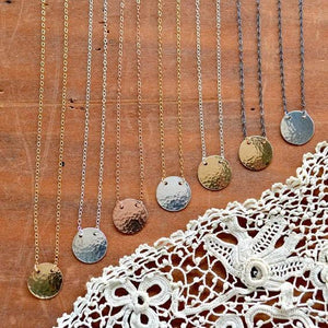 Speckle Necklace - handmade dappled disc shimmering medallion necklace - Foamy Wader