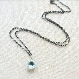 Sprinkle Necklace - swiss blue topaz gemstone solitaire necklace - Foamy Wader