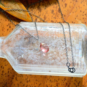 The Siren Necklace - fuschia pink mystic quartz solitaire necklace - Foamy Wader