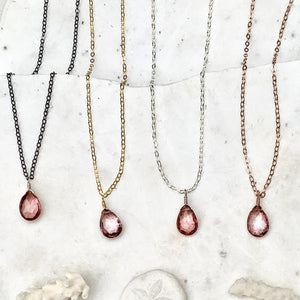 The Siren Necklace - fuschia pink mystic quartz solitaire necklace - Foamy Wader
