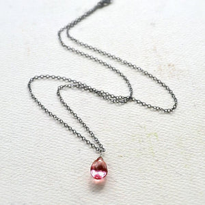 The Siren Necklace - fuschia pink mystic quartz solitaire necklace - Foamy Wader