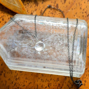 Tivoli Necklace - sparkly white topaz gemstone solitaire necklace - Foamy Wader