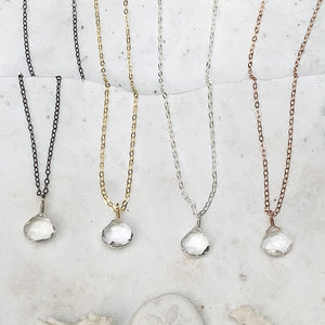 Tivoli Necklace - sparkly white topaz gemstone solitaire necklace - Foamy Wader