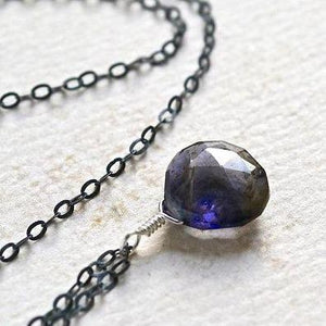 Twilight Necklace - violet iolite gemstone solitaire necklace - Foamy Wader