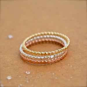 Droplets Ring - beaded dotted shimmering stacking ring in precious metals - Foamy Wader