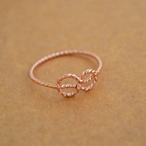 Sailor's Knot Ring - handmade nautical minimalist infinity rope knot ring - Foamy Wader