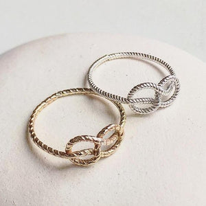 Sailor's Knot Ring - handmade nautical minimalist infinity rope knot ring - Foamy Wader