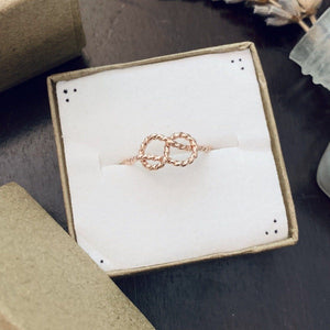 Sailor's Knot Ring - handmade nautical minimalist infinity rope knot ring - Foamy Wader