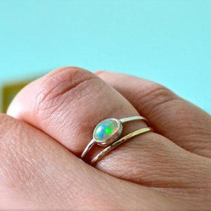 Shimmer Ring - minimalist handmade hammered precious metal stacking ring - Foamy Wader