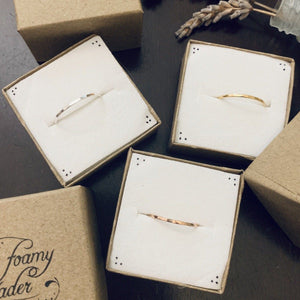 Shimmer Ring - minimalist handmade hammered precious metal stacking ring - Foamy Wader