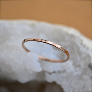 Shimmer Ring - minimalist handmade hammered precious metal stacking ring - Foamy Wader