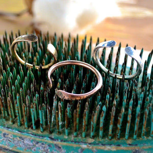 Siren Ring - handmade hammered open face ring in precious metals - Foamy Wader