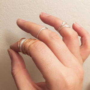 Sunrise Ring - handmade shimmering semi-circle sunrise stacking ring - Foamy Wader