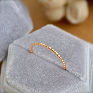 Tightrope Ring - handmade twisted wire rope precious metal stacking ring - Foamy Wader