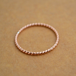 Tightrope Ring - handmade twisted wire rope precious metal stacking ring - Foamy Wader