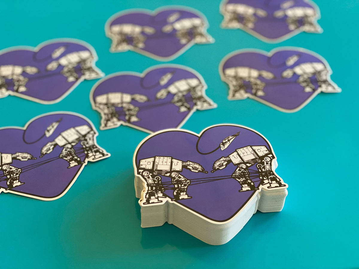Die Cut Sticker - Love AT-AT First Sight - Dark Purple