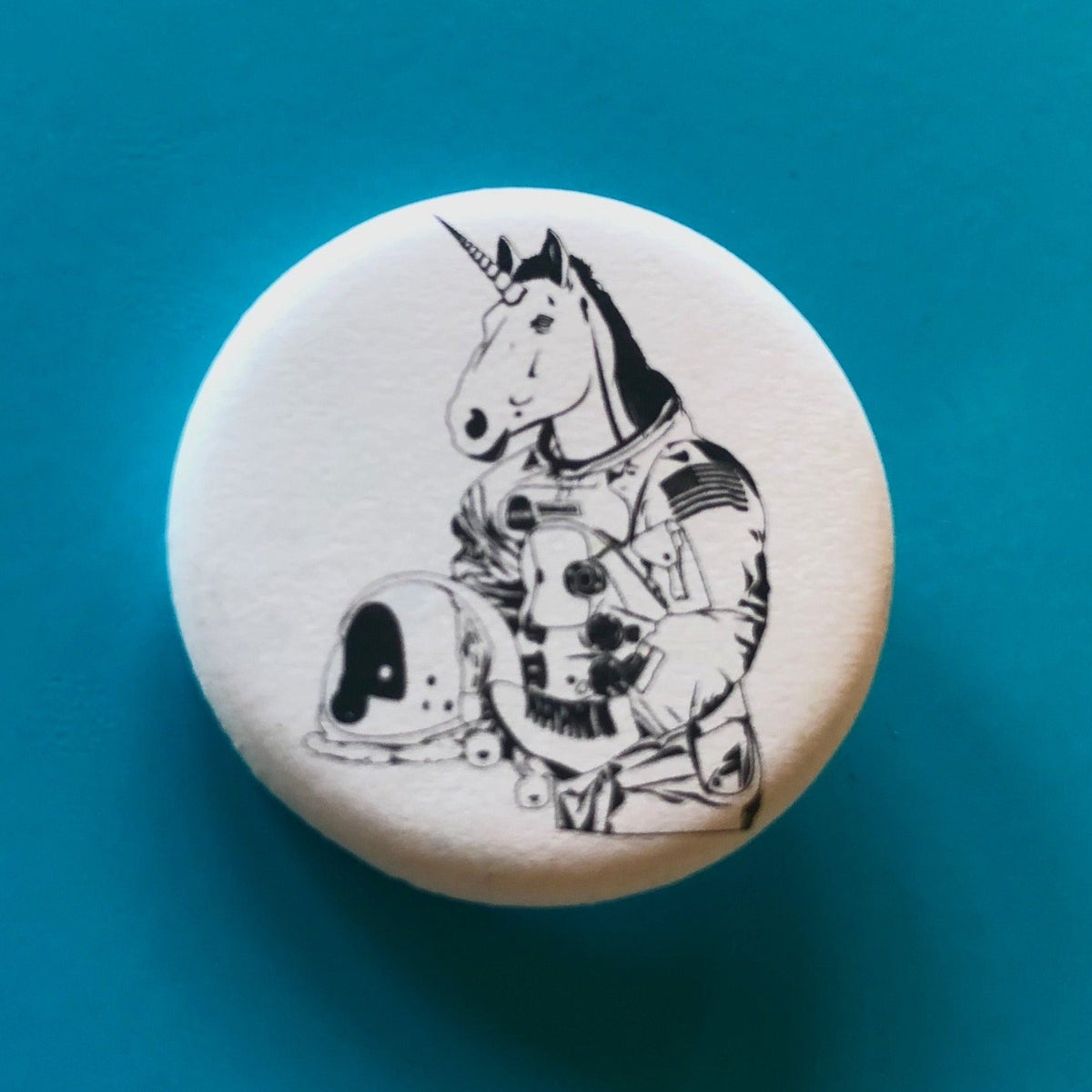 Magnet - 1.25 Inch: Astronaut Unicorn - Black & White
