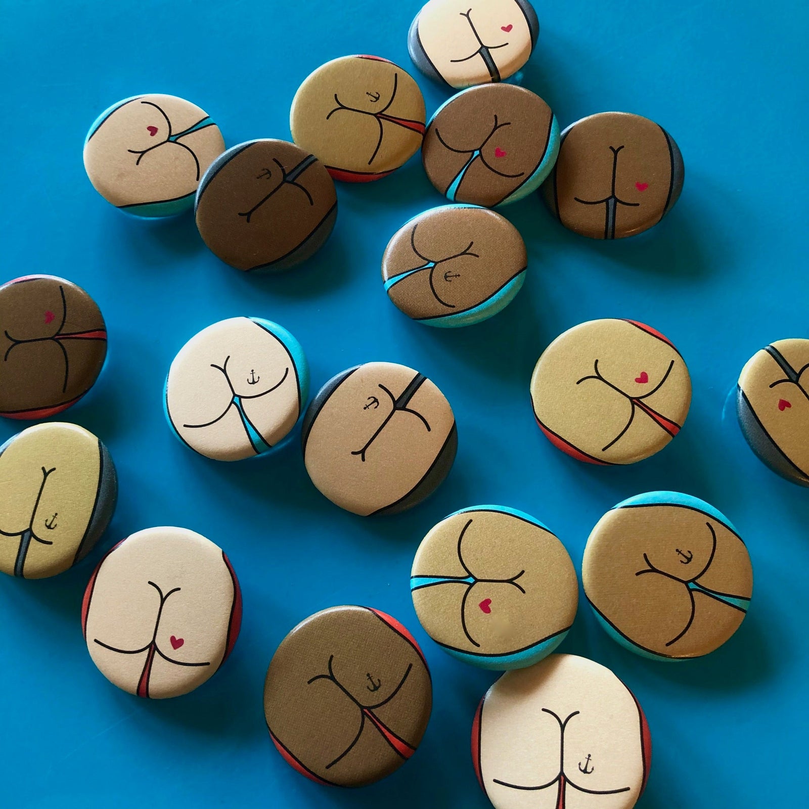 Magnet - 1.25 Inch: Butts - A Variety of Butt Shapes and Colors