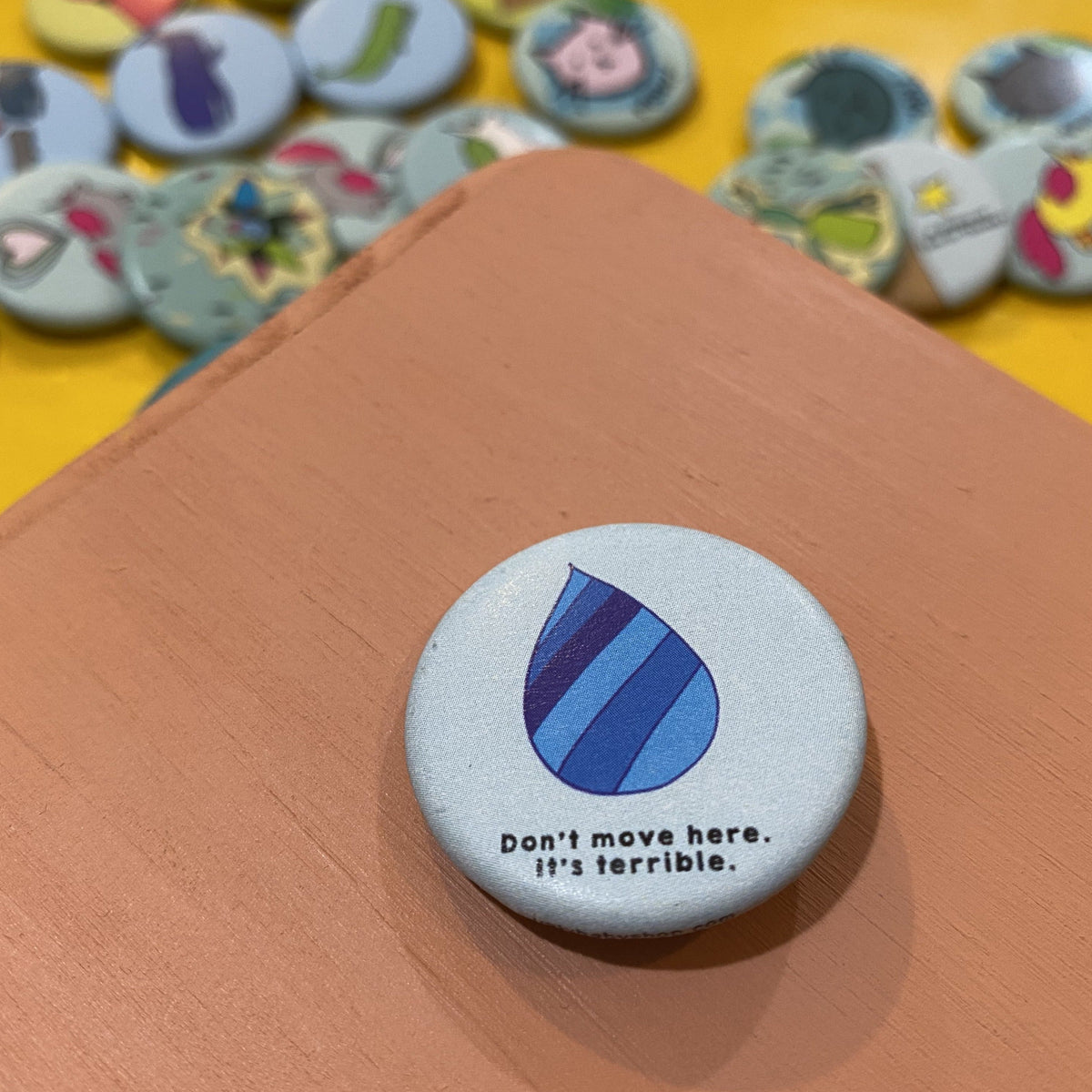 1.25" Button - Raindrop (Three Pack)