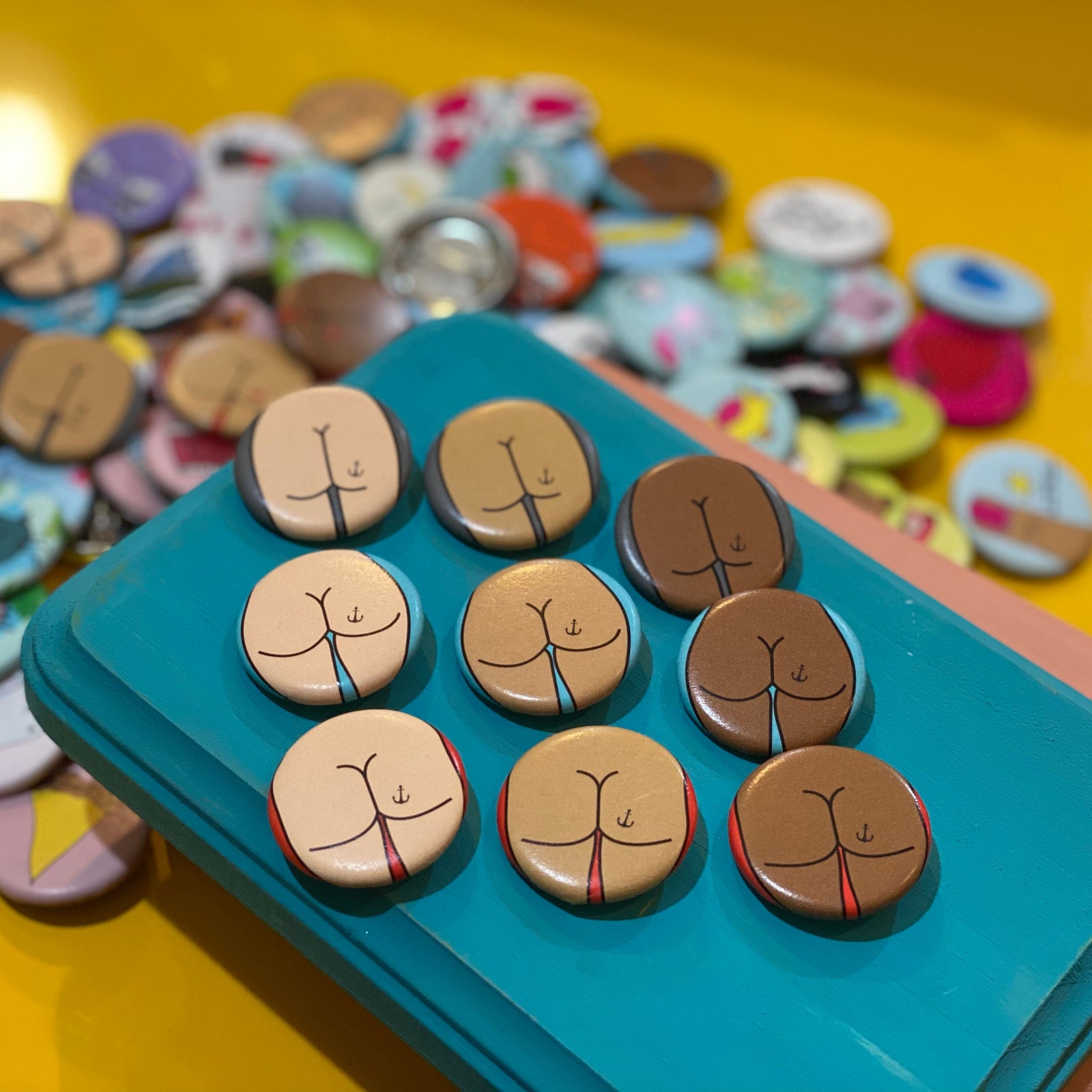 1.25" Button - Butts - Anchor Tattoos (Three Pack)